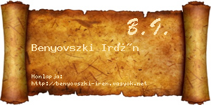 Benyovszki Irén névjegykártya