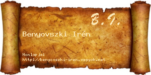 Benyovszki Irén névjegykártya